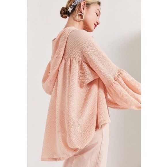 Urban Outfitters | striped hooded sheer top